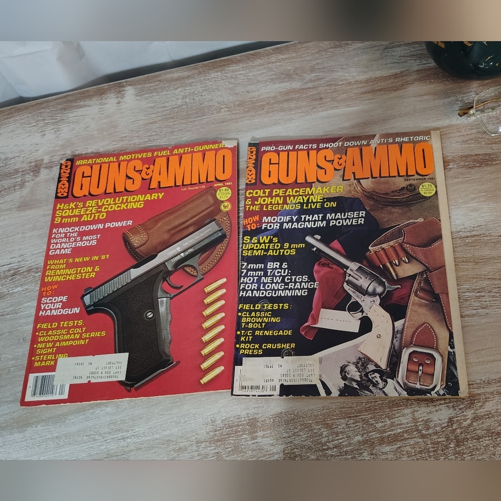Vintage Guns And Ammo 1980s Magazines Set Of Two